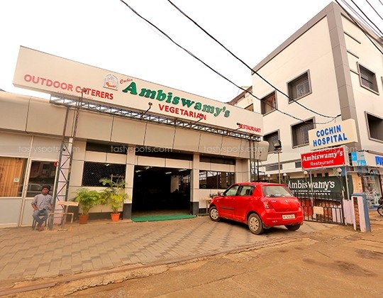 Ambiswamy's restaurant storefront and entrance
